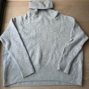 & Other Stories Gray Cowl Neck Sweater with Ribbed Texture